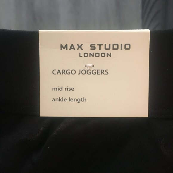 Max Studio London Black Ponte Knit Cargo Jogger Sz L NWT - Picture 6 of 7